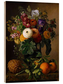 Wood print Still life with flowers in an antique vase