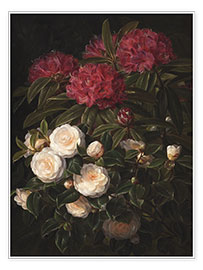 Tableau  Camélias et rhododendrons - Johan Laurentz Jensen