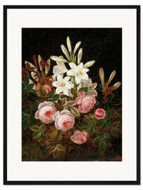 Gerahmter Kunstdruck Rosen und Lilien