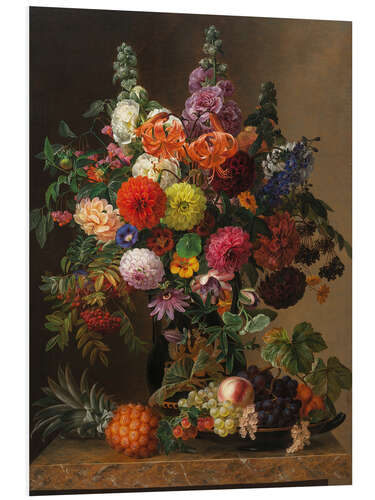 Foam board print Arrangement with flowers and fruits