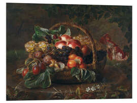 Foam board print Still life with peaches, figs and grapes in a basket