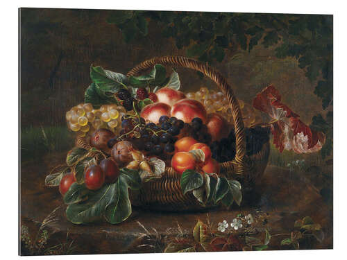 Gallery print Still life with peaches, figs and grapes in a basket