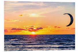 Foam board print Kite surfer in sunset