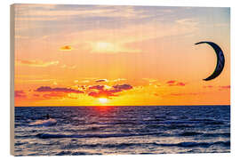 Trätavla Kite surfer in sunset