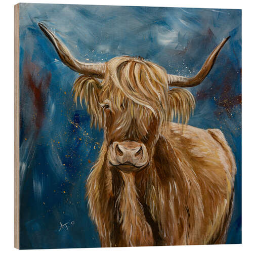 Wood print Highland cow