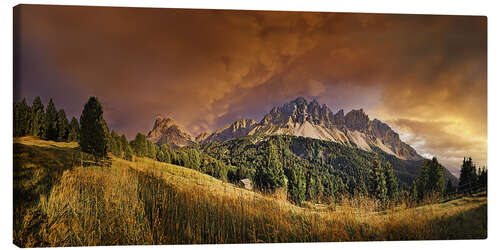 Canvas print Dramatic sunset at Aferer Geisler