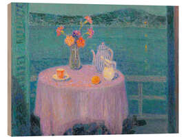 Holzbild Das violette Tischtuch, Villefranche-sur-Mer