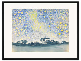 Gerahmter Kunstdruck Landschaft mit Sternen