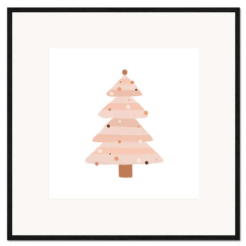 Impression artistique encadrée Sapin de Noël beige I