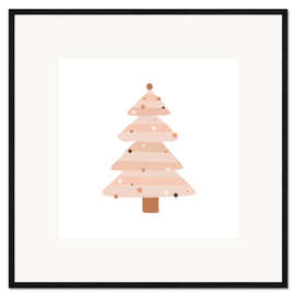 Impression artistique encadrée Sapin de Noël beige I