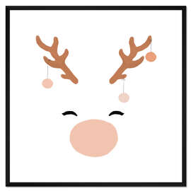 Gerahmter Kunstdruck Weißes Rentier