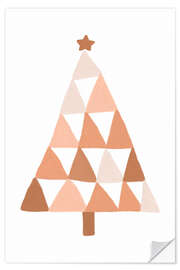 Selvklebende plakat Beige Christmas tree III