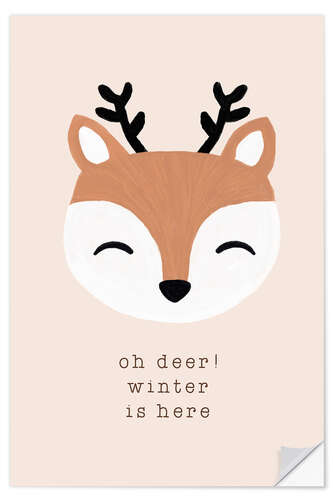 Selvklebende plakat Oh Deer Winter Is Here