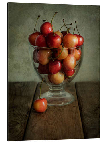 Galleritryk Still life with cherries in glass bowl