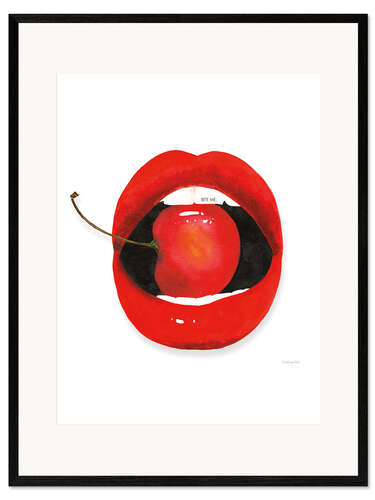Ingelijste kunstdruk Cherry Lips