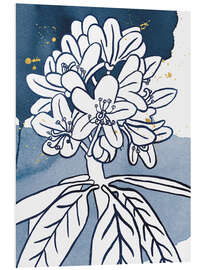 Foam board print Indigo Blooms II