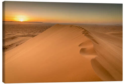 Leinwandbild Sonnenuntergang über Sanddünen, Marokko