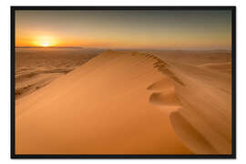 Gerahmter Kunstdruck Sonnenuntergang über Sanddünen, Marokko