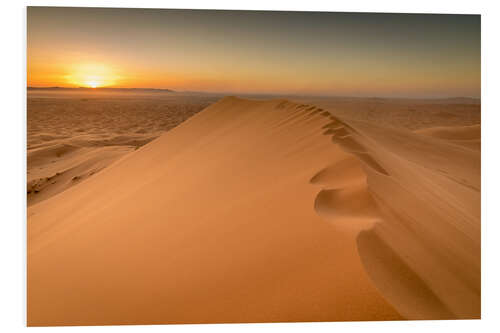 Foam board print Sunset over sand dunes, Morocco