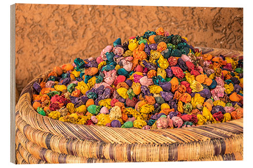 Quadro de madeira Produtos coloridos no bazar de Marrakech