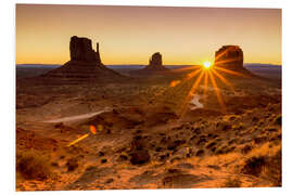 Print på skumplade Sunrise in Monument Valley