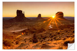 Selvklæbende plakat Sunrise in Monument Valley