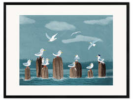 Ingelijste kunstdruk Seagull group II