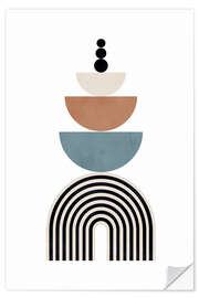 Muursticker Mid century abstract shapes