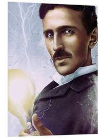 Print på skumplade Nikola Tesla