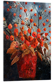 Acrylic print Red flower vase