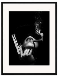 Gerahmter Kunstdruck Frau mit Pistole