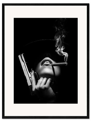 Framed art print Woman with handgun