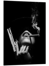 Magnettafel Frau mit Pistole