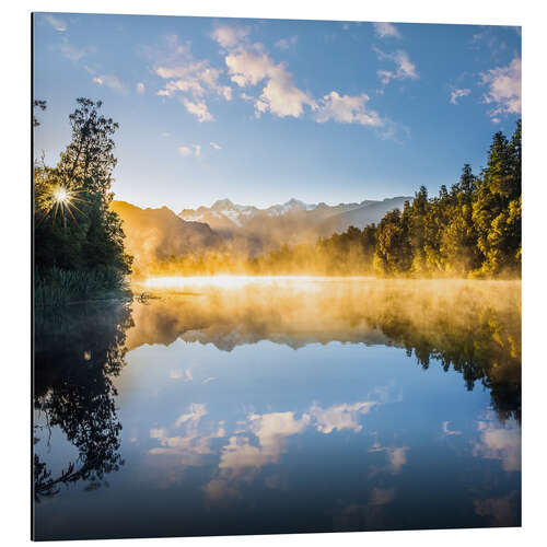 Aluminium print Sunrise on Lake Matheson, New Zealand