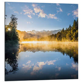 Cuadro de aluminio Amanecer en el lago Matheson, Nueva Zelanda