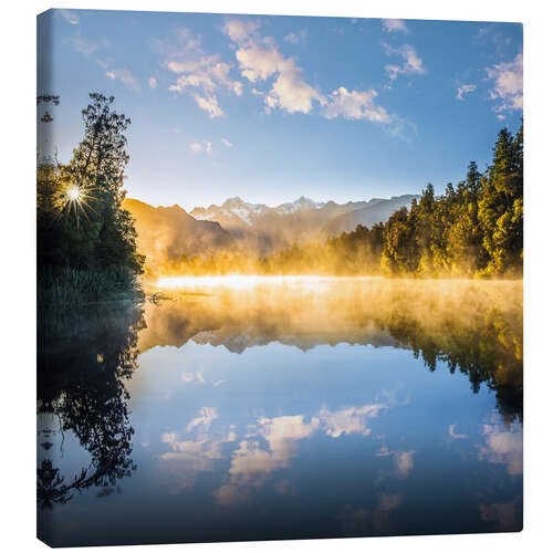 Canvastavla Sunrise on Lake Matheson, New Zealand