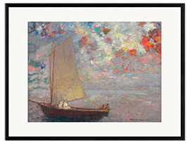 Impression artistique encadrée La barque aux deux femmes blanches