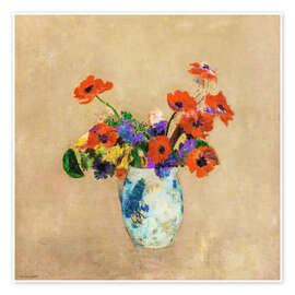 Wall print  Flowers in a Vase - Odilon Redon