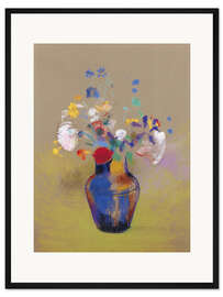 Gerahmter Kunstdruck Blumen auf grauem Hintergrund, 1916