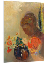 Foam board print Woman with a vase of flowers