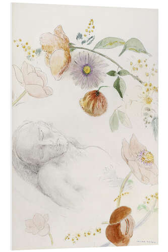 Foam board print Deep sleep surrounded by flowers