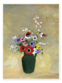 Wall print  Large Green Vase with Mixed Flowers - Odilon Redon