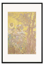 Gerahmter Kunstdruck Bäume auf gelbem Hintergrund