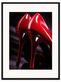 Gerahmter Kunstdruck Rot glänzende High Heels