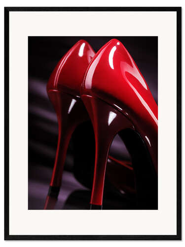 Impression artistique encadrée Talons hauts rouges brillants