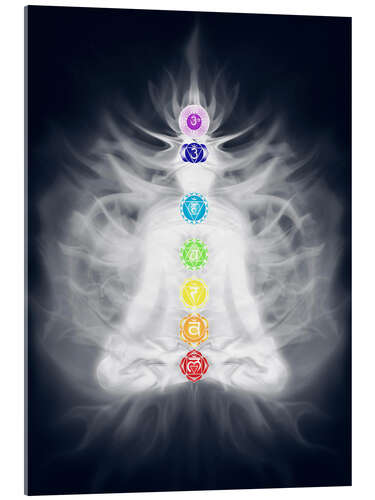 Cuadro de metacrilato Postura de loto con siete chakras