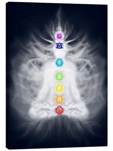 Canvas print Lotus pose with seven chakras