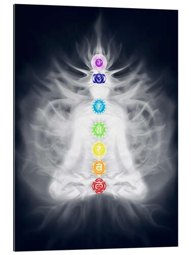 Gallery Print Lotus-Pose mit sieben Chakren