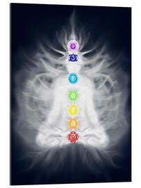 Galleritryck Lotus pose with seven chakras
