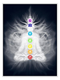 Poster Pose de lotus avec sept chakras